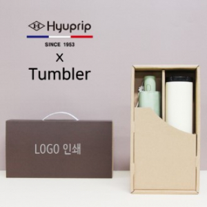 협립 3단 미니 암막 데이지 완전 자동 우양산 + 벅스로얄 500ml 텀블러 세트