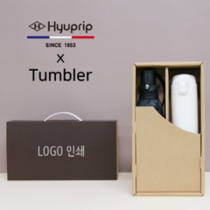 협립 3단 암막 커넥션 완전 자동 우양산 + 모던 원터치 500ml 텀블러 세트