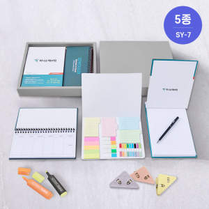 SY-5 가죽메모패드(리갈노트)A5+하드커버플래너(소)+수첩형인덱스포스트잇(종합형) 세트