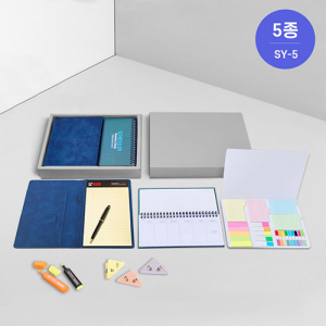 SY-5 가죽메모패드(리갈노트)A5+하드커버플래너(소)+수첩형인덱스포스트잇(종합형) 세트