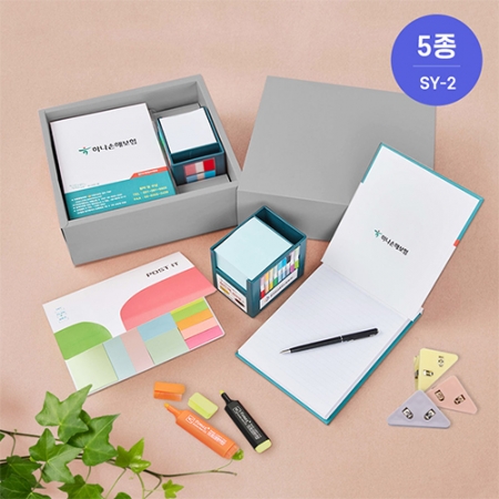SY-2 NEW스마트큐브메모함(B형)+하드커버리갈메모지+수첩형포스트잇(종합형) 세트 #2