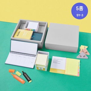 SY-3 NEW스마트큐브메모함(B형)+하드커버플래너(소)+수첩형형광인덱스포스트잇 세트