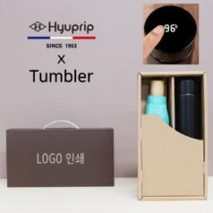 협립 3단 마시멜로 수동 우산 + 스마트온도계 500ml 텀블러 세트