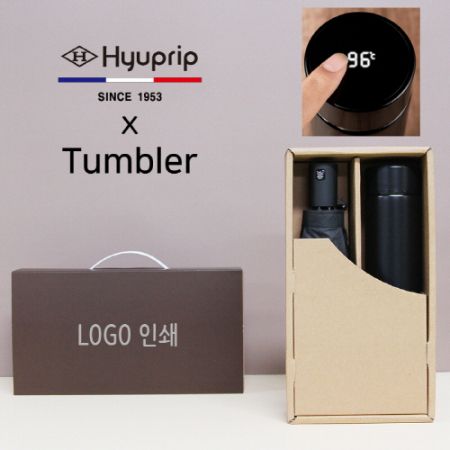 협립 3단 심플 수동 우산 + 스마트온도계 500ml 텀블러 세트 #2