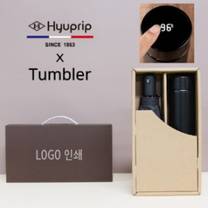 협립 3단 심플 수동 우산 + 스마트온도계 500ml 텀블러 세트