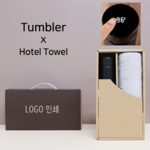 스마트온도계 500ml 텀블러 + 코마 40수 180 호텔타올 세트