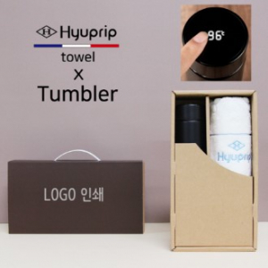 스마트온도계 500ml 텀블러 + 협립 눈꽃 세면타올 세트