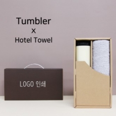 벅스로얄 500ml 텀블러 + 코마 40수 180 호텔 세면타올 세트