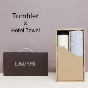 벅스로얄 500ml 텀블러 + 코마 40수 180 호텔 세면타올 세트