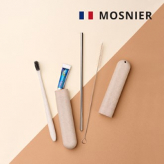 모스니에 생분해 칫솔 + 스텐 빨대 + 세척솔 + 치약 5g + 생분해 케이스 (소)