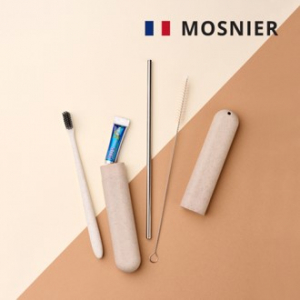 모스니에 생분해 칫솔 + 스텐 빨대 + 세척솔 + 치약 5g + 생분해 케이스 (소)