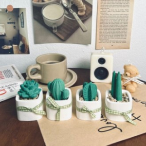 가든 사각 선인장 사쉐스톤 석고 방향제, 미니 석고 테라리움