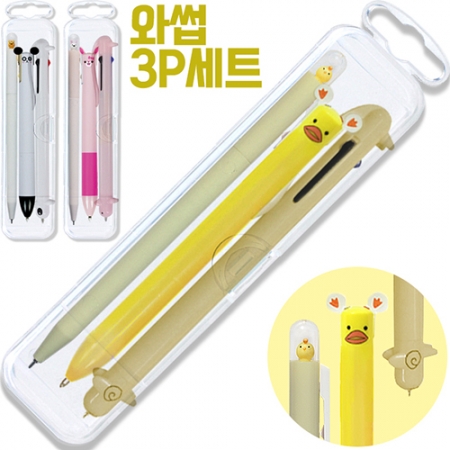 와썹 3P 볼펜 세트 (와썹 니들펜 + 귀돌이 볼펜 + 귀돌이 3색 볼펜) #2
