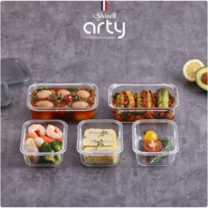 쉬젤 크리스탈 내열 밀폐용기 직사각 5종 세트