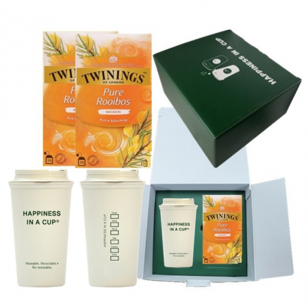 해피니스인어컵 더블월 머그 텀블러 450ml 트와이닝 허브 티백 선물세트 #3