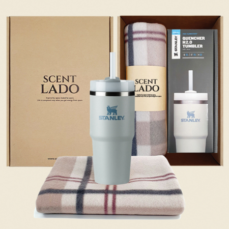 센트라도 패턴 담요 + 스탠리 퀜처 텀블러 세트 #3
