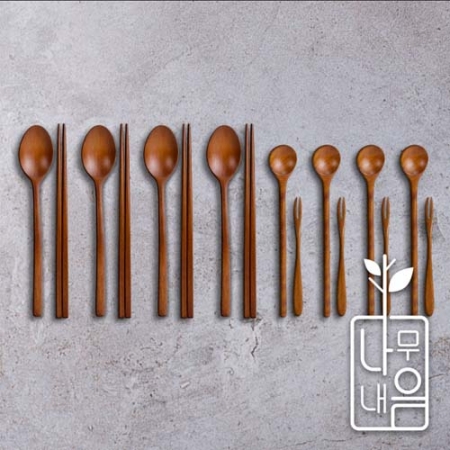 [쿠비녹스] 나무내음 수저 미니 포크 롱티스푼 4인 세트 #2