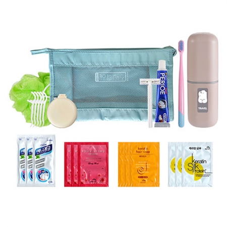 매트PP 세모 메쉬파우치 여행키트 12종 #2