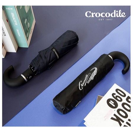 크로커다일 3단 솔리드 곡자 J자형 자동우산 #3