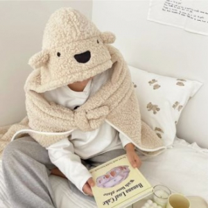 곰돌이 망토담요, 띠뜻하고 귀여운 후드 담요