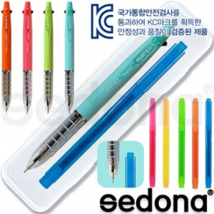 세도나 멀티 4in1 니들볼펜 + 스타 사각 형광펜세트