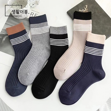 생활더봄 삼오선 라인 남자 패션 캐주얼 중목 양말 10켤레 #3