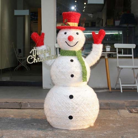 90cm LED 빨간 모자 대형 눈사람 카페 매장 크리스마스 장식 #4