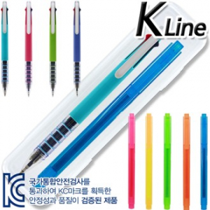 케이라인 5링 포커스 3색 볼펜 + 스타 사각 형광펜 세트