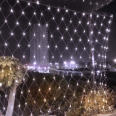 [은하수] 투명선 LED 그물네트 백색 지니전구 200구