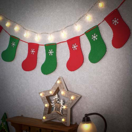 크리스마스 패브릭 가랜드 (양말) 성탄 트리 벽장식 #2