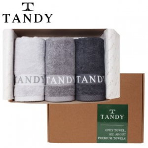 탠디 내추럴 탠디 자수타올 3매 세트, 40x80cm