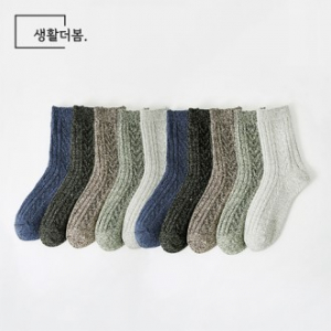 남성 보카시 두꺼운 꽈배기 중목양말 10켤레
