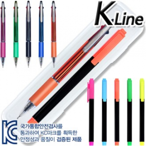 케이라인 uv니들 3색 터치펜+스타 사각 불투명 형광펜 세트