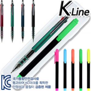 케이라인3링UV니들3색터치펜+스타사각불투명형광펜세트