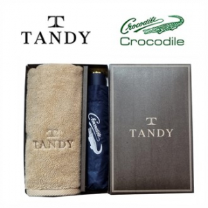 탠디 40수 코마사 타올 + 크로커다일 엠보 수동 우산 세트 - 50번