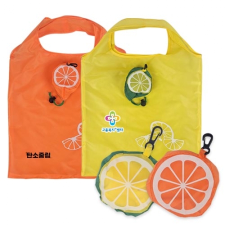 접이식 주머니형 시장가방 (오렌지/레몬) 35*37cm #2