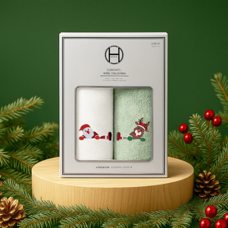 [송월타올] 크리스마스 점프 130g 2매 선물세트(쇼핑백) 세면타올, 기념수건, 답례품 #2