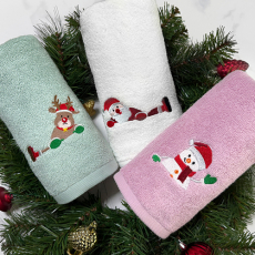 [송월타올] 크리스마스 점프 130g 3매 선물세트(쇼핑백) 세면타올, 기념수건, 답례품