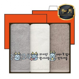 [송월타올][2024년 청룡]2024 새해 청룡 자수타올 3P 150g 호텔수건 세트