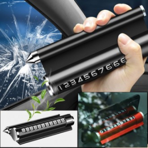 4in1 다용도 주차번호판, 거치대 주차번호판, 차량용 비상망치, 방향제 14x5.7cm