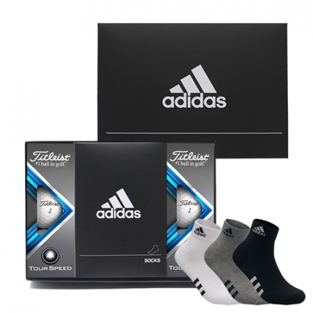 아디다스 이중쿠션 양말 1족+타이틀리스트 투어 스피드 골프공 6구 선물세트 #2