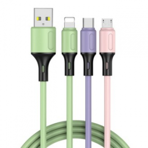 CH498 아트텍 소프트 실리콘 멀티 고속 USB 3in1 충전케이블 1m