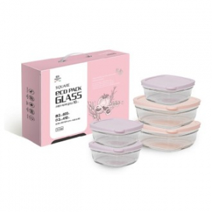 스퀘어 에코팩 글라스 밀폐용기 (대) 혼합 5조