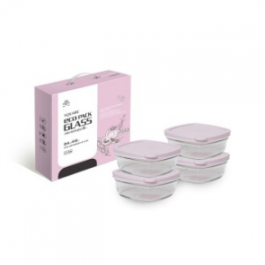 스퀘어 에코팩 글라스 밀폐용기 (중) 4조