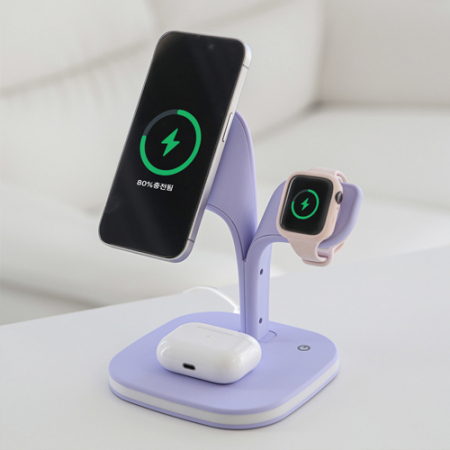 뮤란드 C7 5IN1 무드등 맥세이프 무선 고속 충전기 ML-00901, 무선이어폰 애플와치 충전기 #4