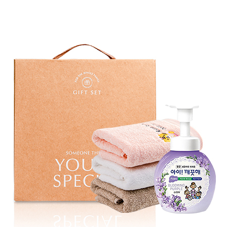 라라낭만 호텔타올 150, 170g + 아이깨끗해 핸드워시 블루밍 퍼플향 세트. 수건 선물세트 #2