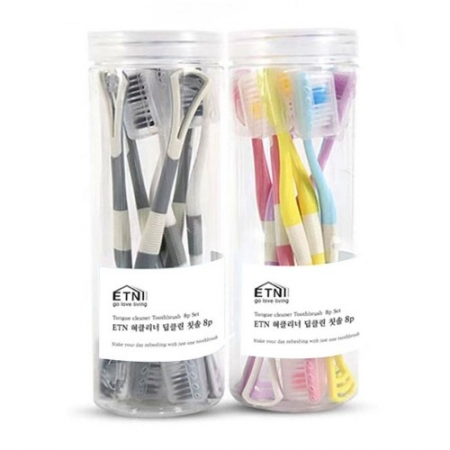 ETN 혀클리너 딥클린 칫솔 8p, 부드러운칫솔, 혀클리너 겸용 칫솔, 칫솔세트 #2