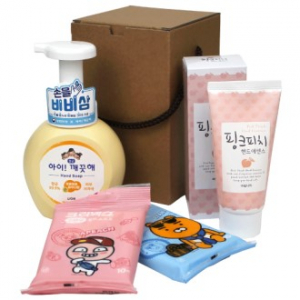 아이깨끗해 핸드워시 용기 250ml+ 핸드에센스 카카오 물티슈 10매 2개+과일나라 핸드에센스 80g 선물세트