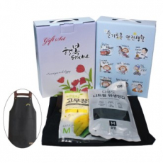 앞치마+니트릴장갑 10매+면코고무장갑 3종세트