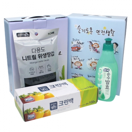 참그린곡물 주방세제 용기 300g+크린백 100매+니트릴 장갑 10매 #2